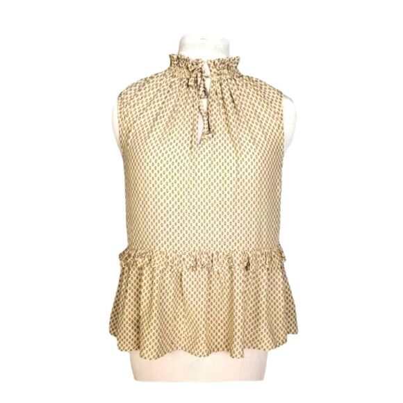 EC H&M SLEEVELESS BLOUSE WITH TIE ON THE FRONT OF NECK AND RUFFLE SZ.10 - Picture 1 of 3